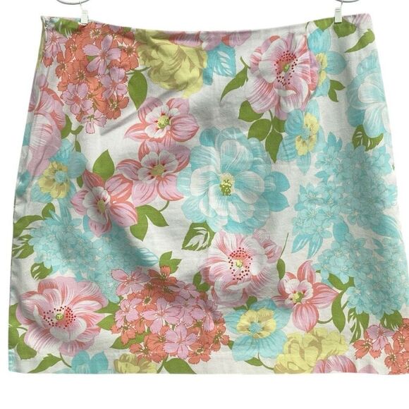 Catherine Stewart Floral Print Skirt Size 12  Vibrant Retro Mid-Rise Cotton Blen - Picture 3 of 4